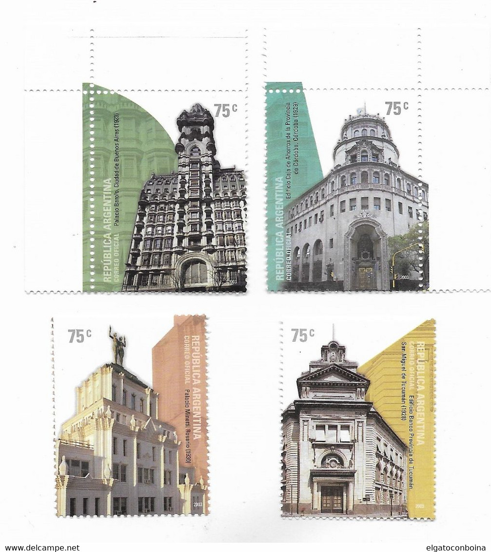 ARGENTINA 2003 ARCHITECTURE BUILDINGS SET OF 4 VALUES MINT MNH - Neufs