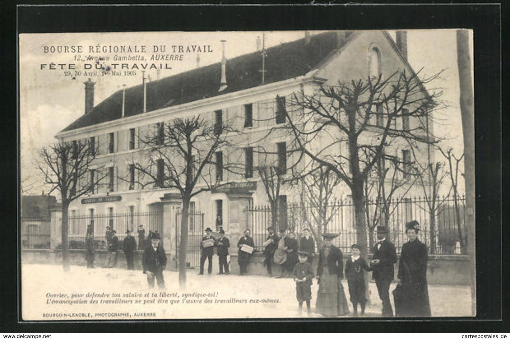 CPA Auxerre, Bourse Regionale Du Travail, 12, Avenue Gambetta, Fete Du Travail - Auxerre