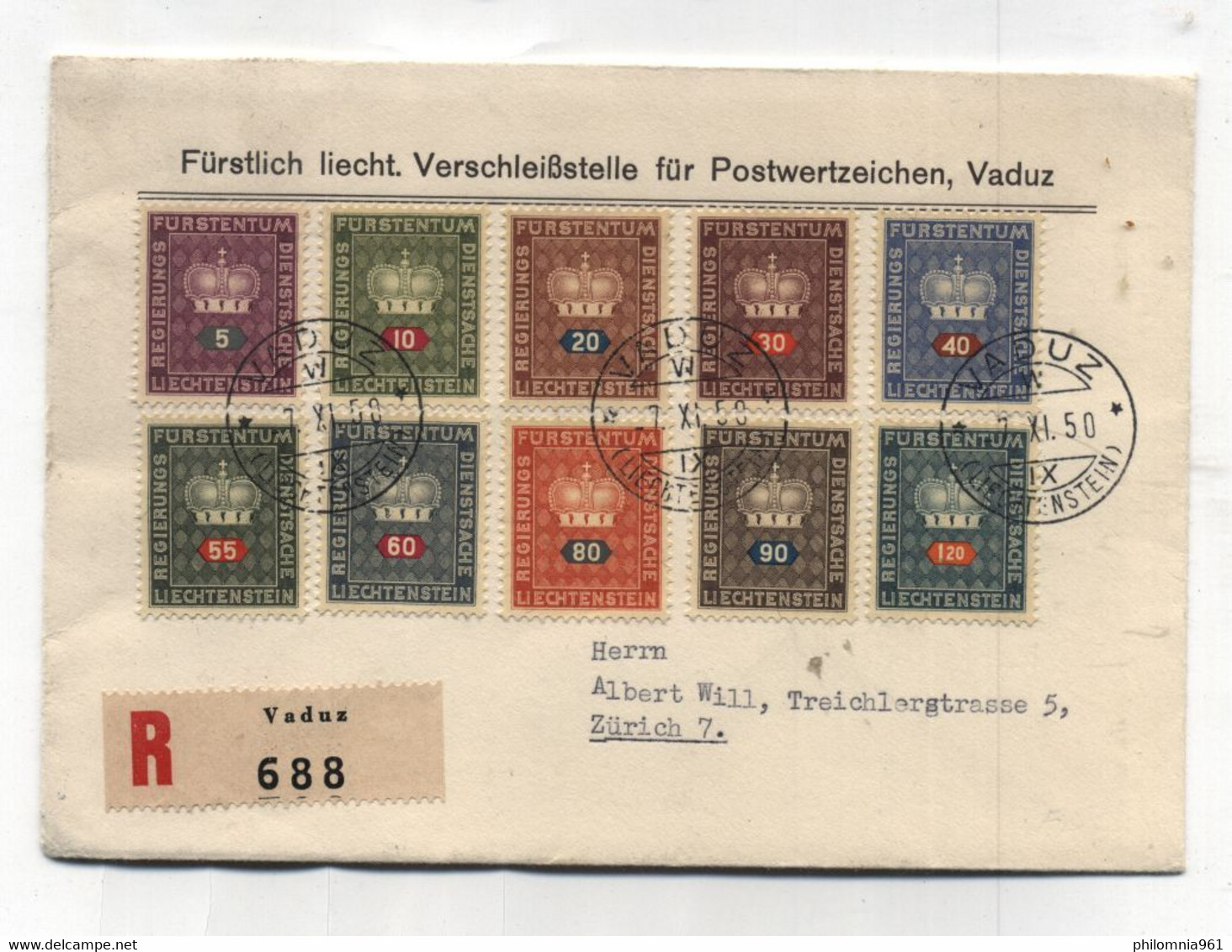 Liechtenstein FDC 1950 - FDC