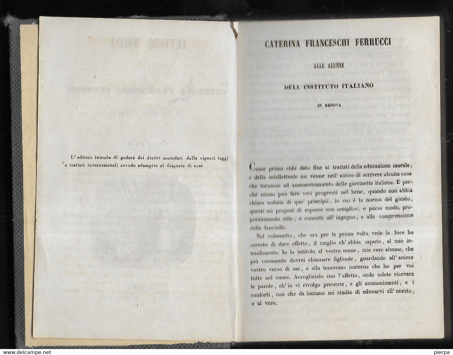 LETTURE MORALI DI C.F. FERRUCCI - EDIZIONE TIP. DE' SORDO MUTI 1851-GENOVA - PAG. 119 - USATO IN BUONE CONDIZIONI - Libri Antichi