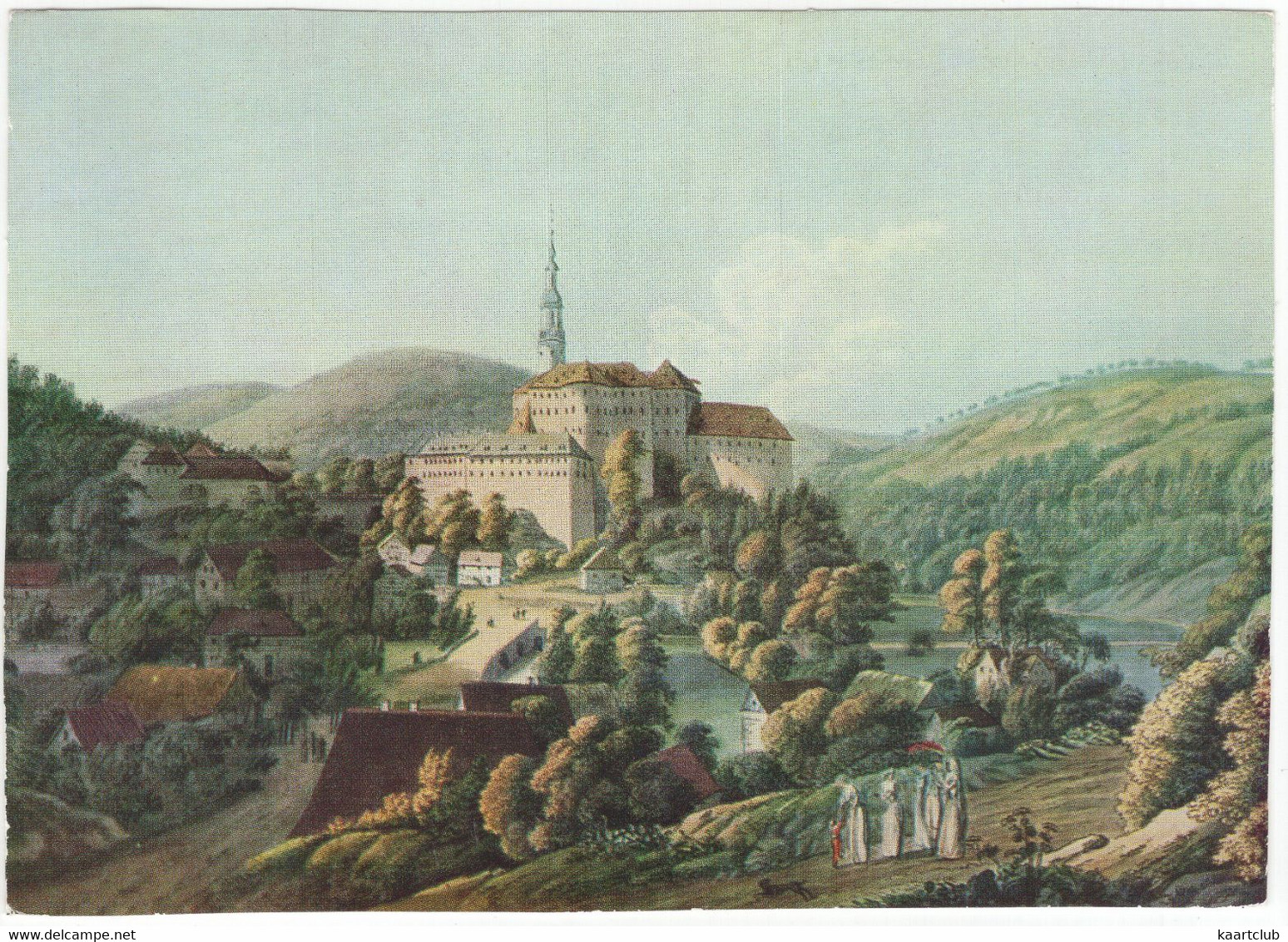 Schloß Weesenstein (Osterzgebirge) - Stich: Carl Wizani 1767-1818 - (Aus Dem Kalender Sächsische Gebirgsheimat 1968) - Weesenstein A. D. Müglitz