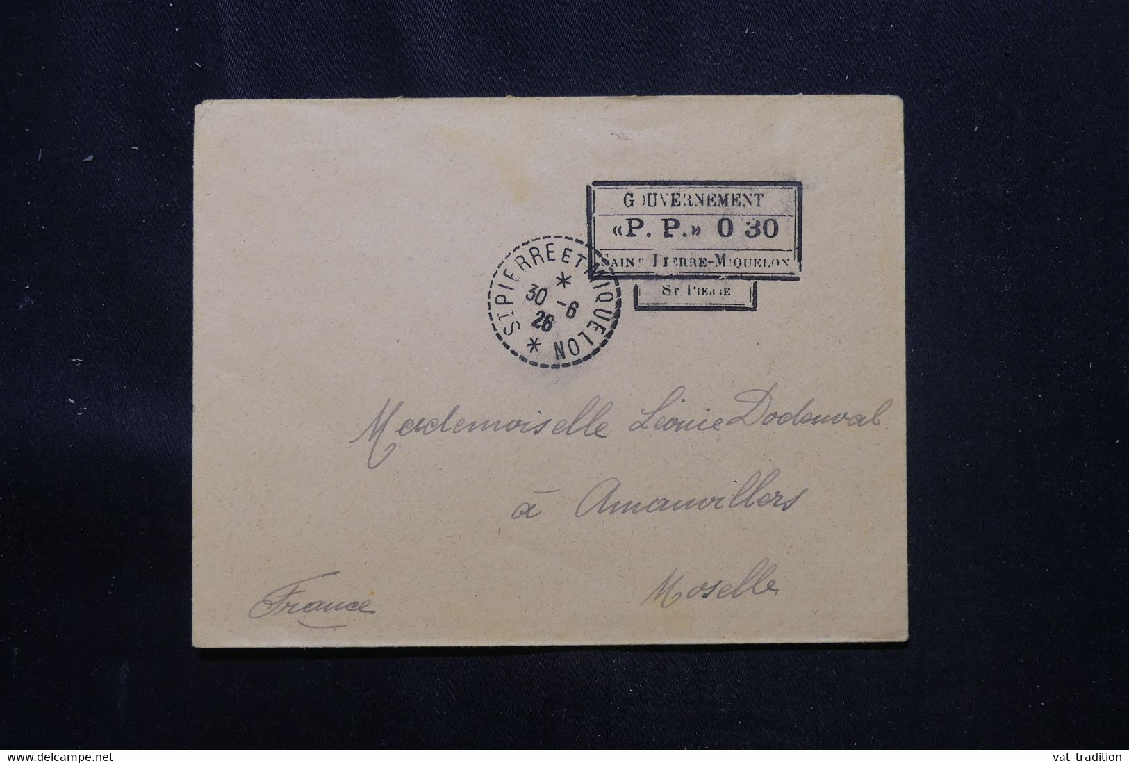 ST PIERRE ET MIQUELON - Enveloppe En PP 030 De St Pierre En 1926 Pour La France Avec Cachet D'arrivée - L 75358 - Storia Postale