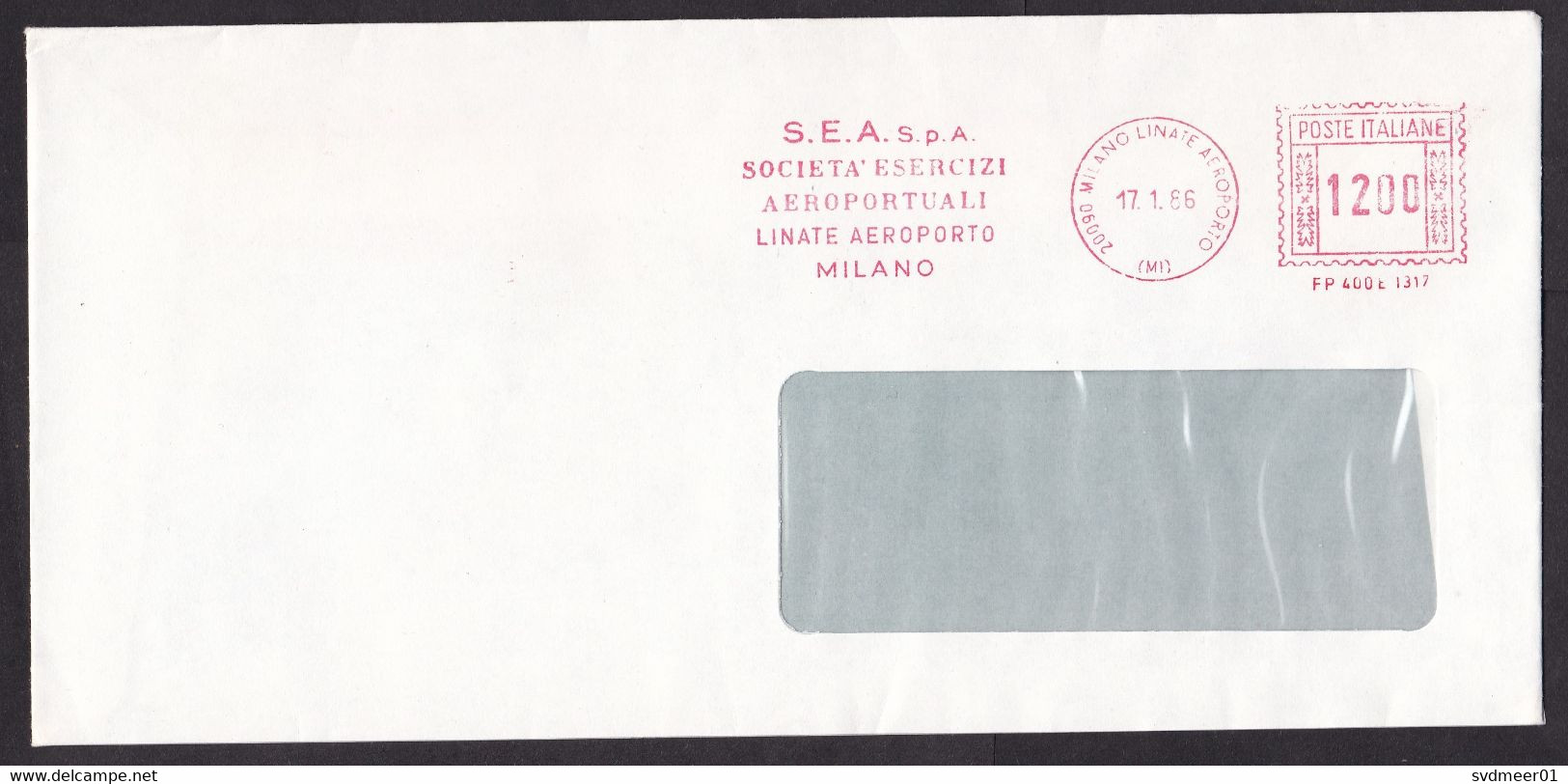 Italy: Cover, 1986, Meter Cancel, Linate Aeroporto Milano, Airport, Aviation, Transport (traces Of Use) - Other & Unclassified