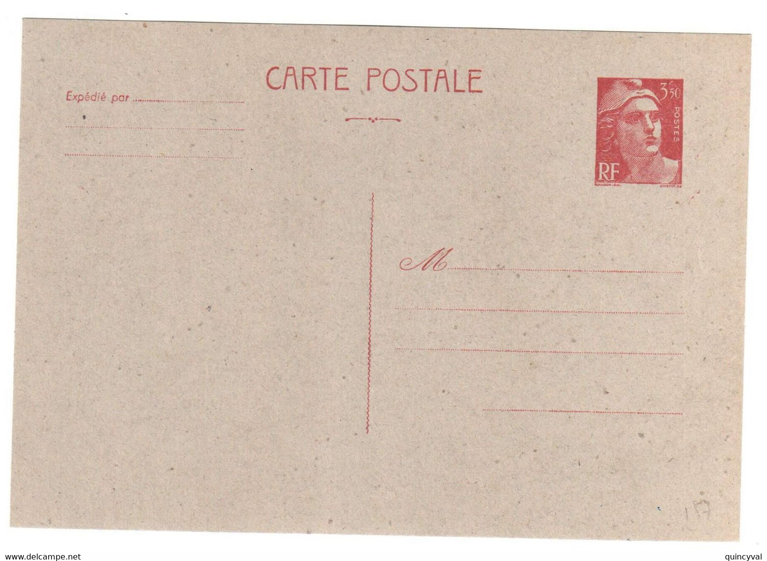 Carte Postale ENTIER 3,50 F Gandon Carton Gris Sans Date Storch E2 Yv 716B-CP2 - Cartes Postales Types Et TSC (avant 1995)