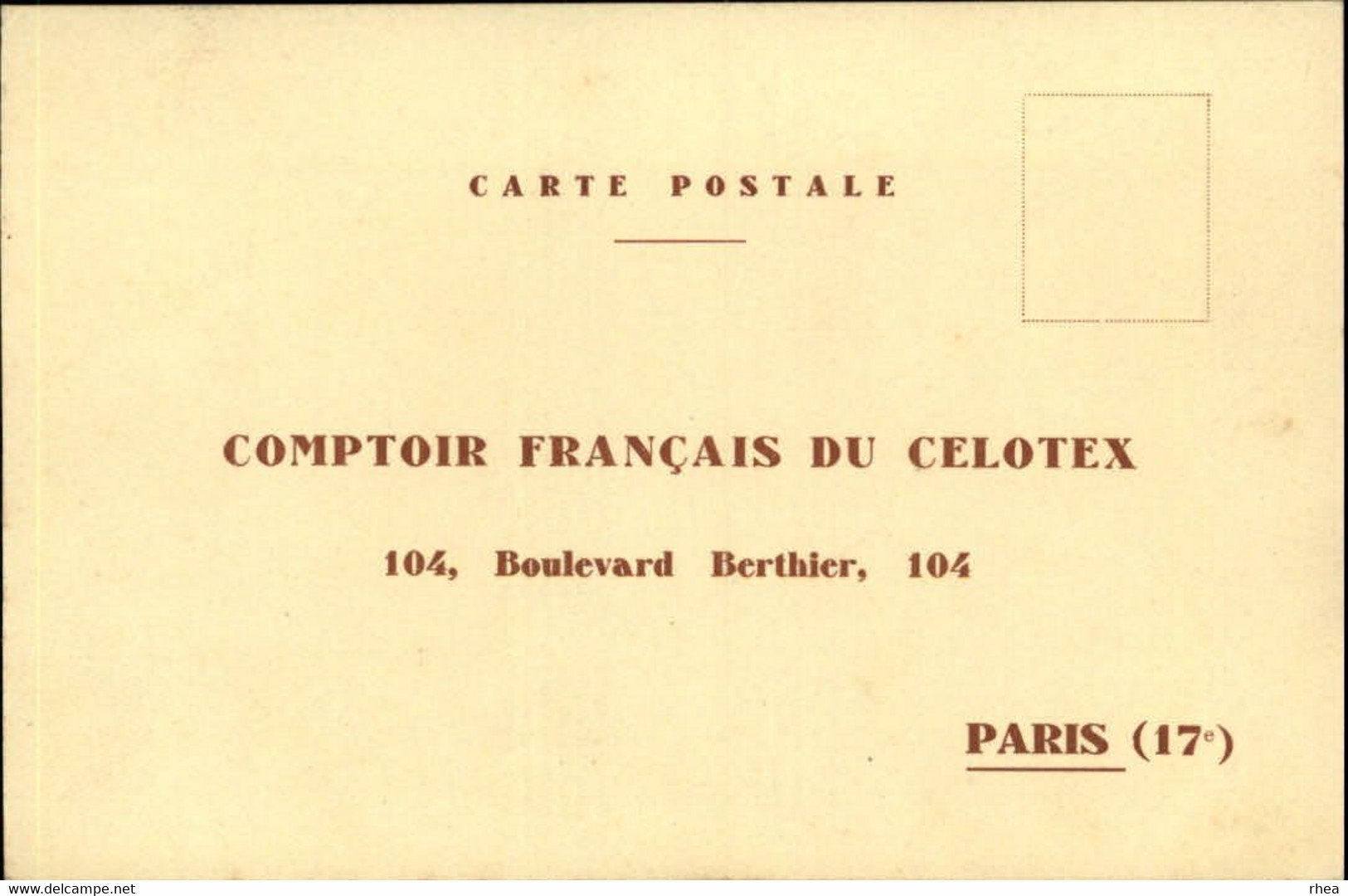 75 - PARIS - Arrondissement 17 - Carte Publicitaire - Comptoir Français Du Celotex - Arrondissement: 17