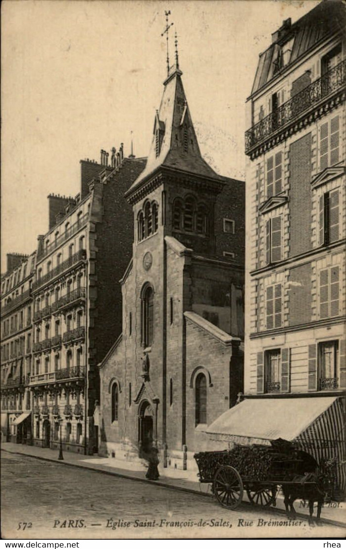 75 - PARIS - Arrondissement 17 - Eglise Saint-François De Sales - Rue Brémontier - Attelage Cheval - Arrondissement: 17