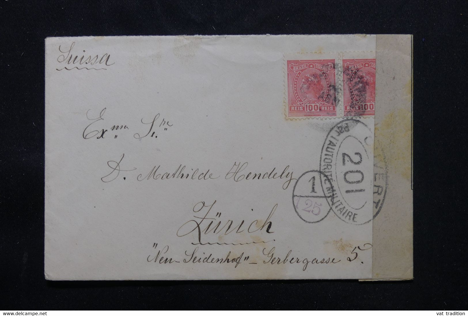 BRÉSIL - Enveloppe De Sao Paulo Pour La Suisse En 1918 Avec Contrôle Postal - L 75399 - Lettres & Documents