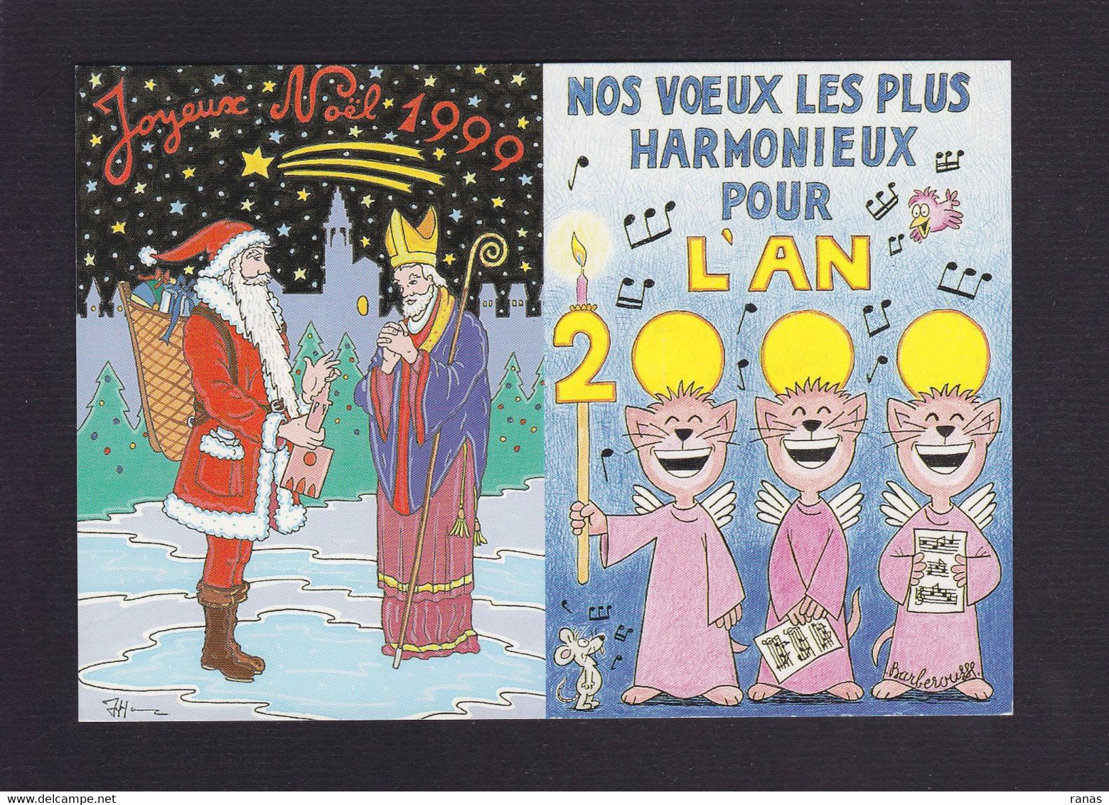 CPM Barberousse Et Hamm Tirage Limité Signés Circulé Saint Nicolas Père Noël - Barberousse