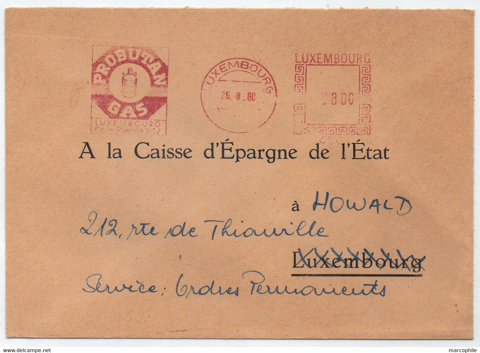 LUXEMBOURG - ENERGIE - GAZ / 1980 EMA ILLUSTREE SUR LETTRE  (ref LE4307) - Franking Machines (EMA)