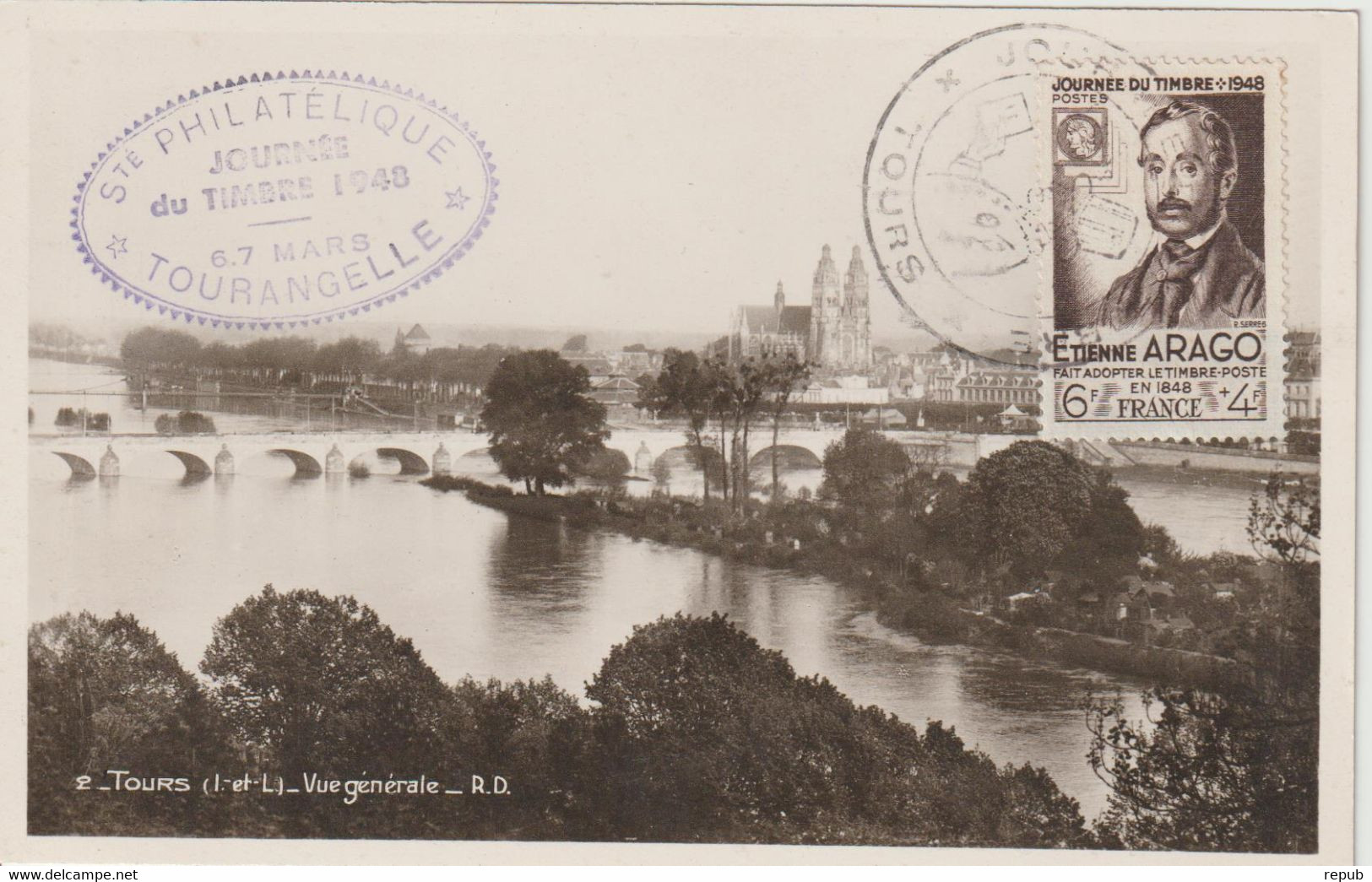 France FDC 1948 Journée Du Timbre Tours 794 - ....-1949