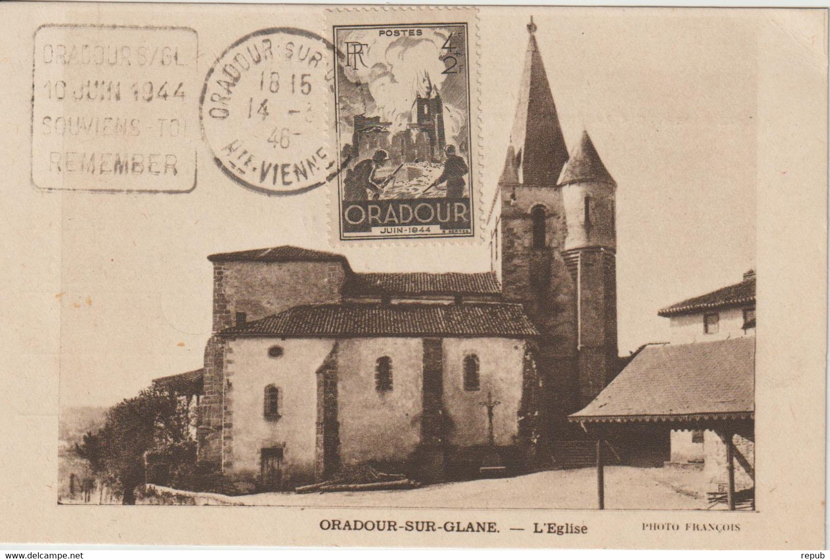 France Carte Maximum 1946 Oradour Sur Glane 742 - 1940-1949