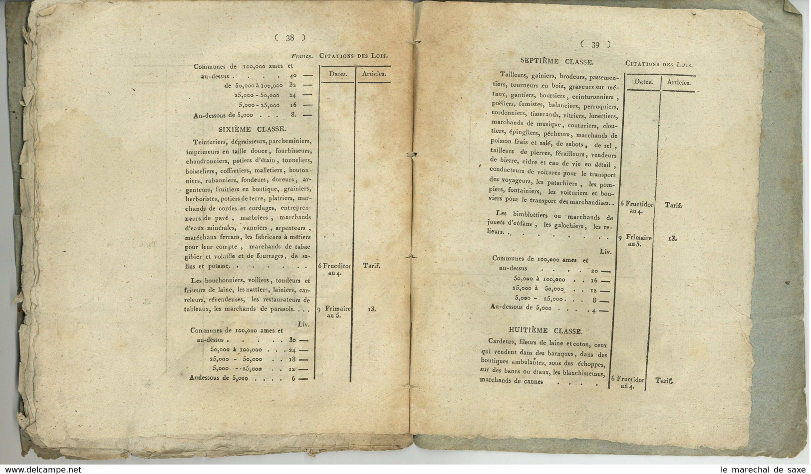 Revolution Rheinland MAINZ KÖLN 1798 Rudler Reglement Concernant Les Droits De Patentes - Gesetze & Erlasse