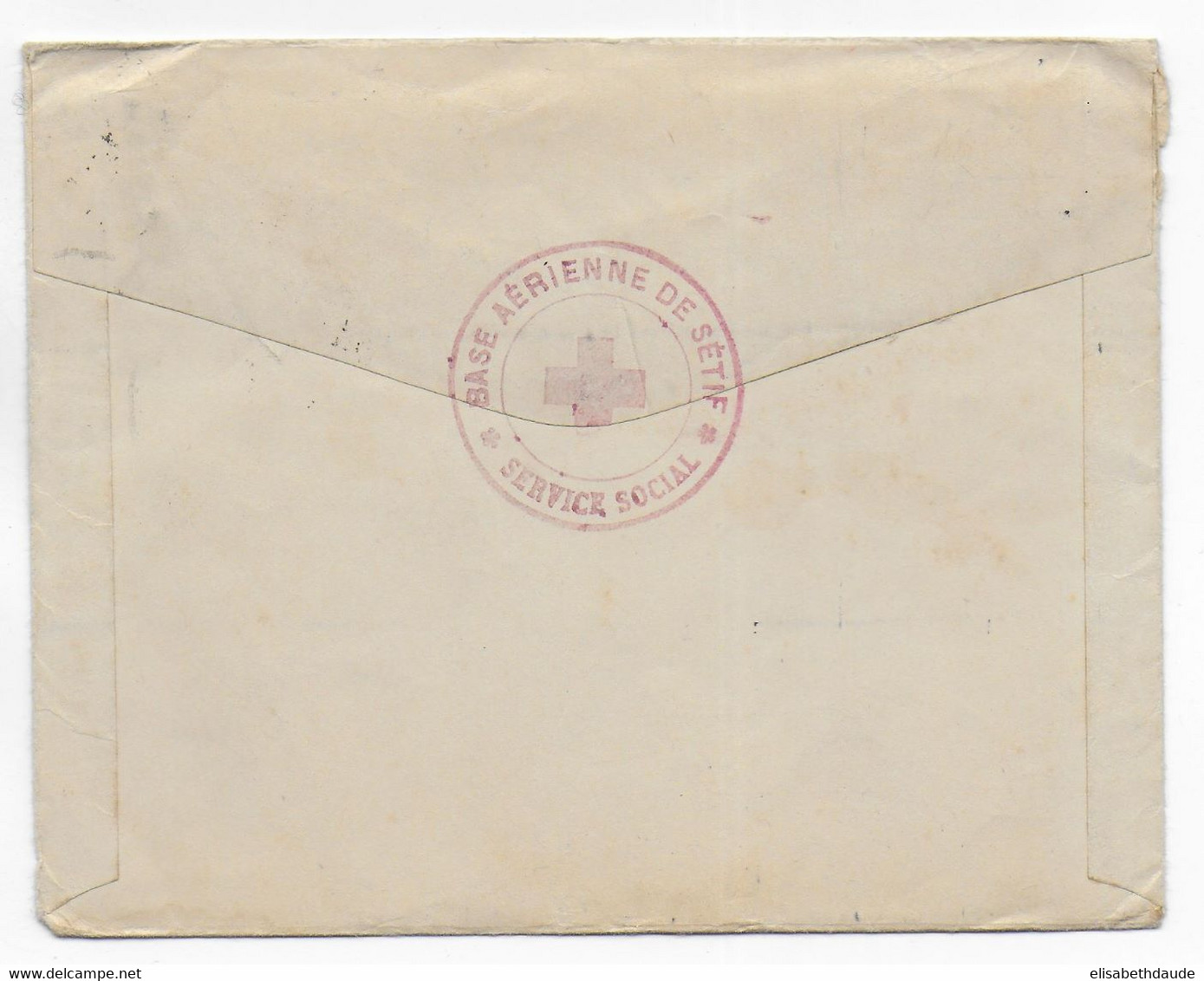 1944 - ENVELOPPE FM CROIX-ROUGE De La BASE AERIENNE De SETIF (ALGERIE) - SUPERBE CACHET AU DOS => FLERS - Croix Rouge