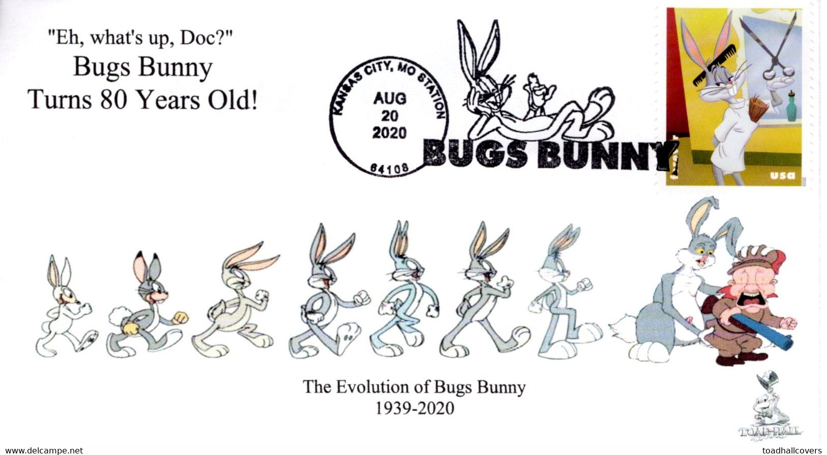 Bugs Bunny 80th Anniversary First Day Cover, With Black & White Pictorial Local Postmark  #1 Of 10 - 2011-...