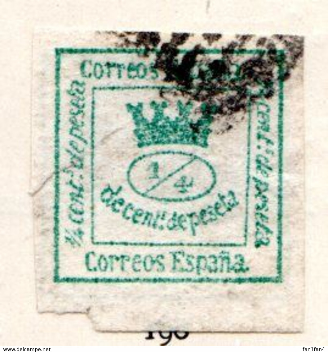 ESPAGNE (Royaume) - 1872 - Quart Du N° 129 - 4/4 C. Outremer - (Couronne Royale) - Usati