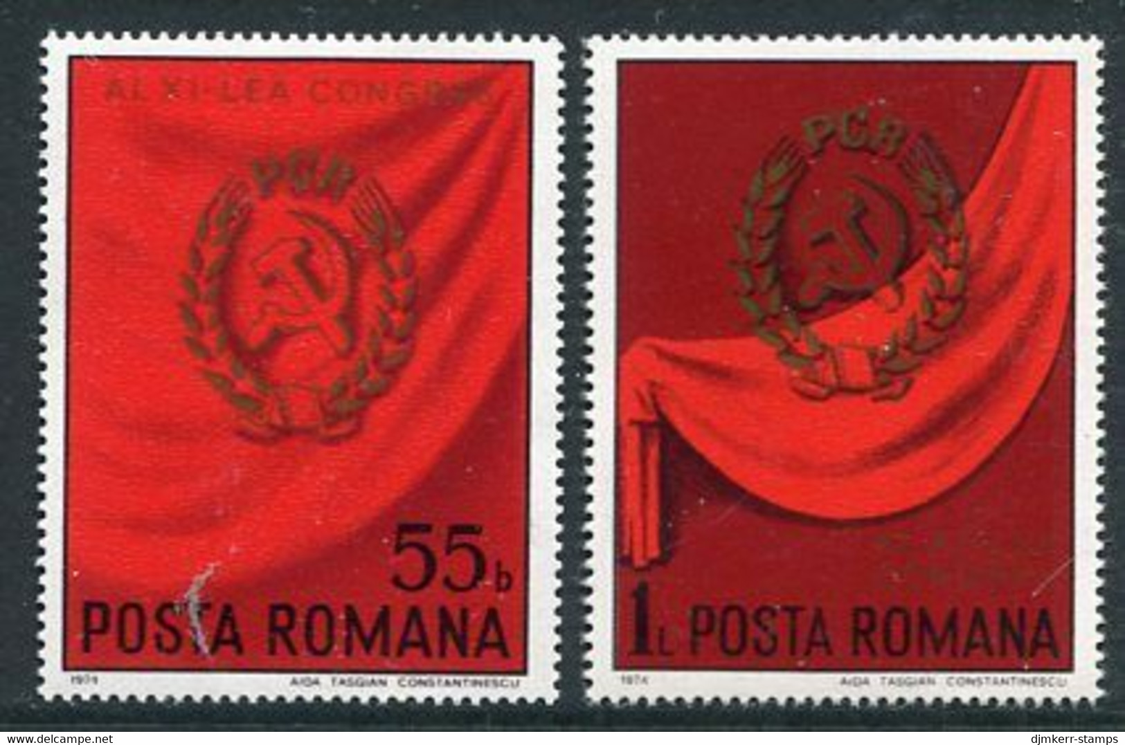 ROMANIA 1974 Communist Party Congress MNH / **..  Michel  3238-39 - Nuevos