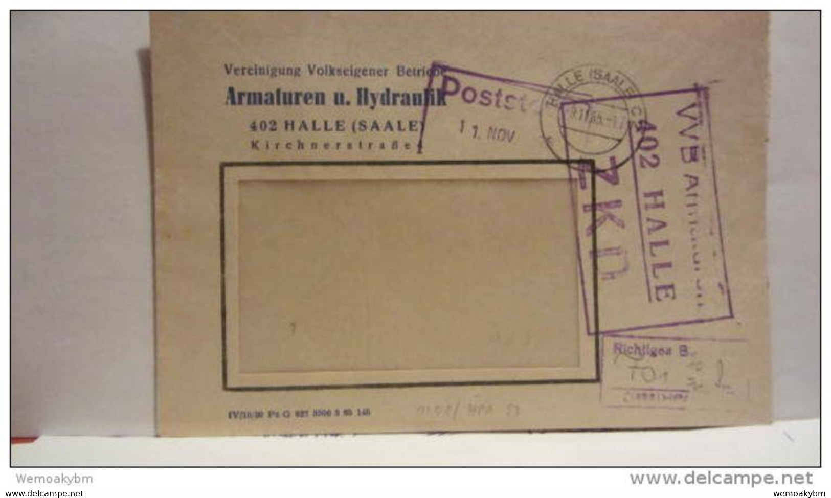 Dienst/ZKD: Fern-Brief Mit KStpl."VVB Ammaturen 402 Halle" Vom 9.11.65 Aus Halle (Saale) Nach Leipzig Knr: ZKD-Kontr. - Covers & Documents