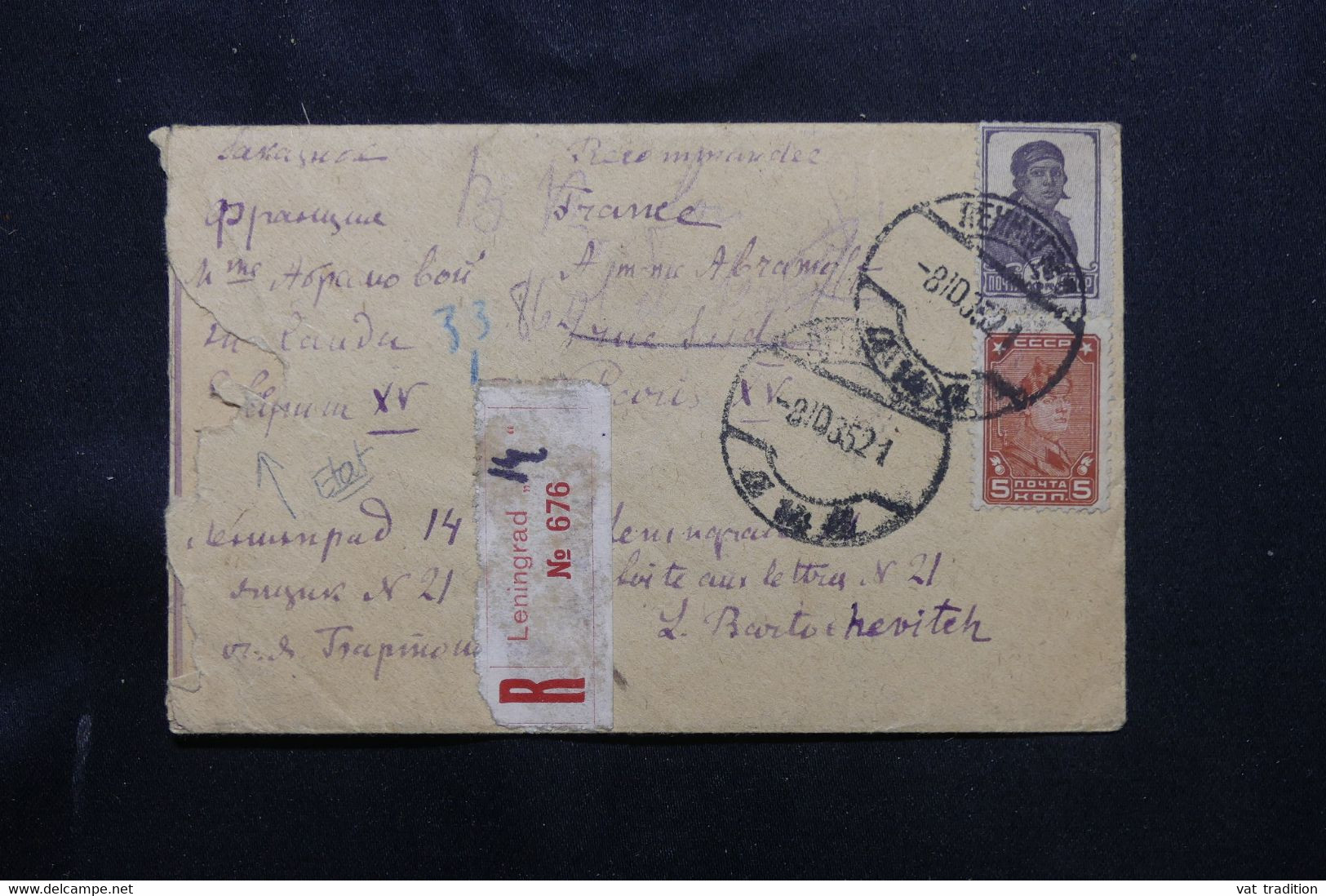 U.R.S.S. - Enveloppe En Recommandé De Léningrad En 1935 Pour La France - L 75521 - Cartas & Documentos