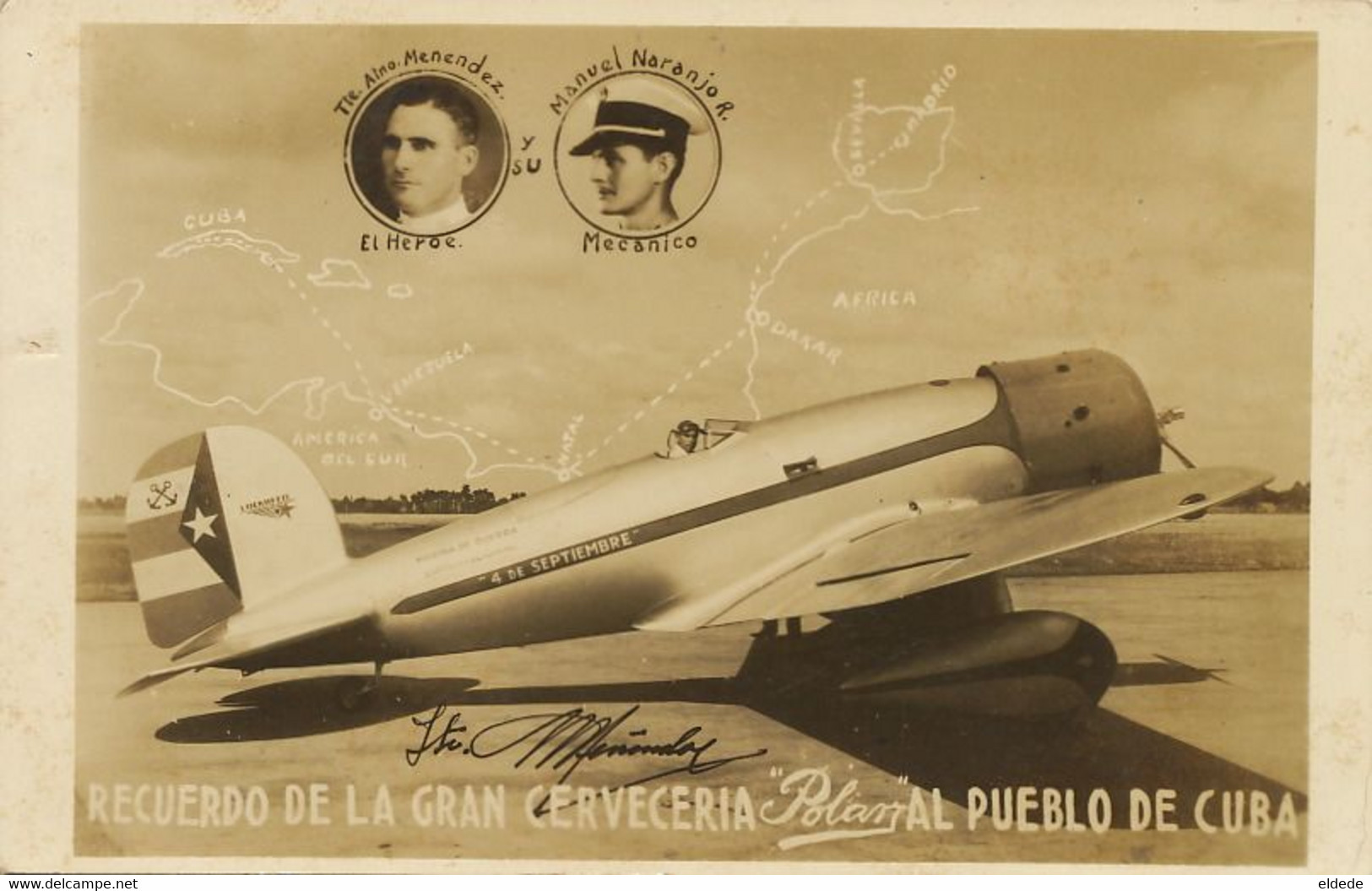 Antonio Menedez Aviador Cubano Nacido En Sta Eulalia De Riveras  Sevilla Camaguey Cuba Lockheed  4 De Septiembre - Asturias (Oviedo)