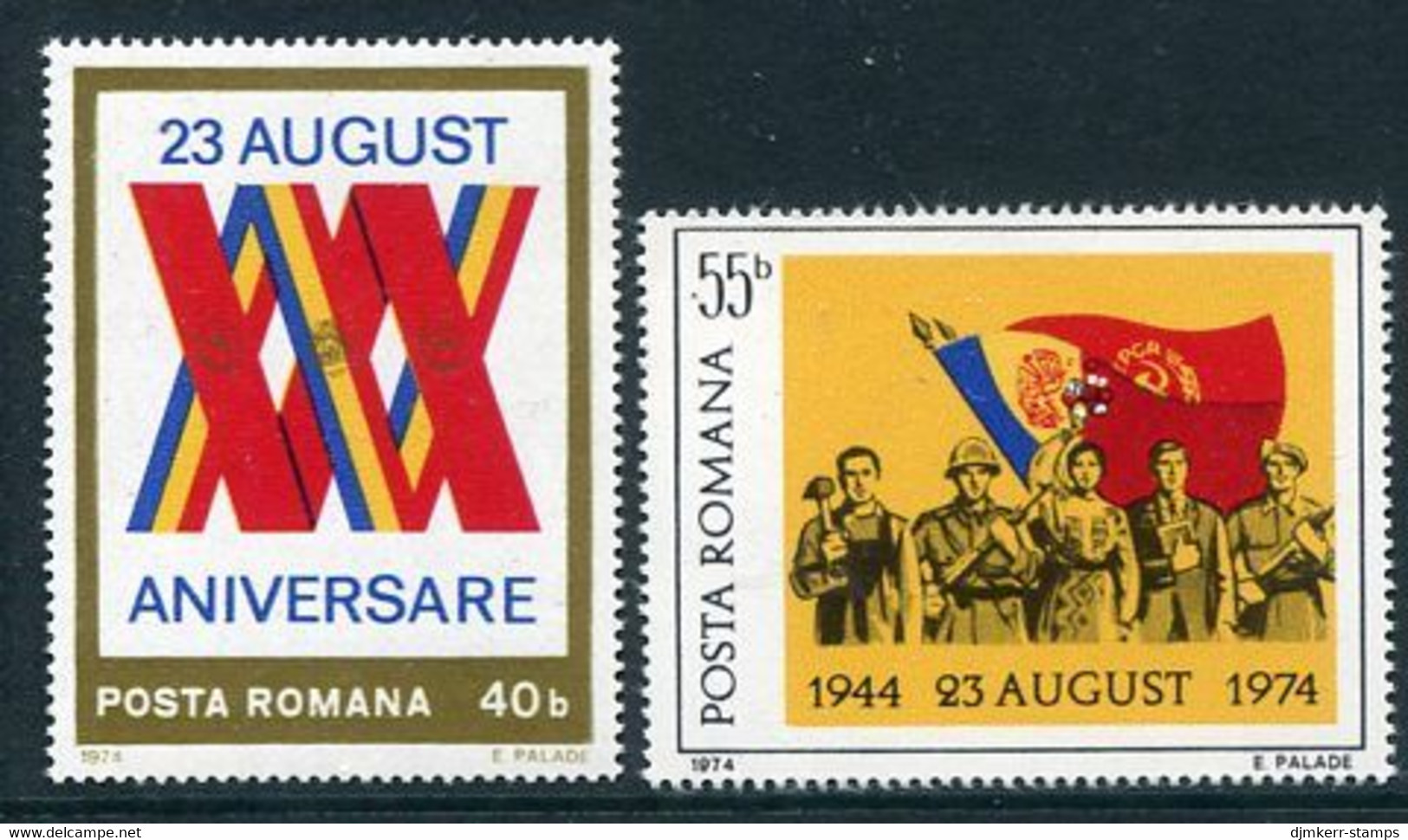 ROMANIA 1974 Overthrow Of Fascist Regime MNH / **..  Michel  3221-22 - Nuovi