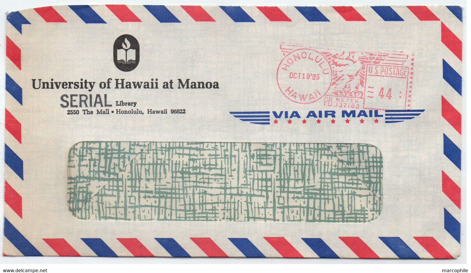 HAWAII - HONOLULU / 1985 METER ON AIRMAIL COVER (ref LE4313) - Hawaï