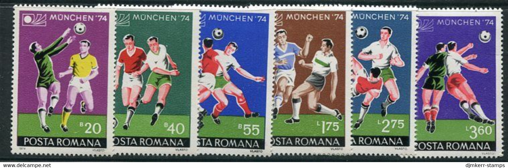 ROMANIA 1974 Football World Cup  MNH / **.  Michel 3203-08 - Unused Stamps