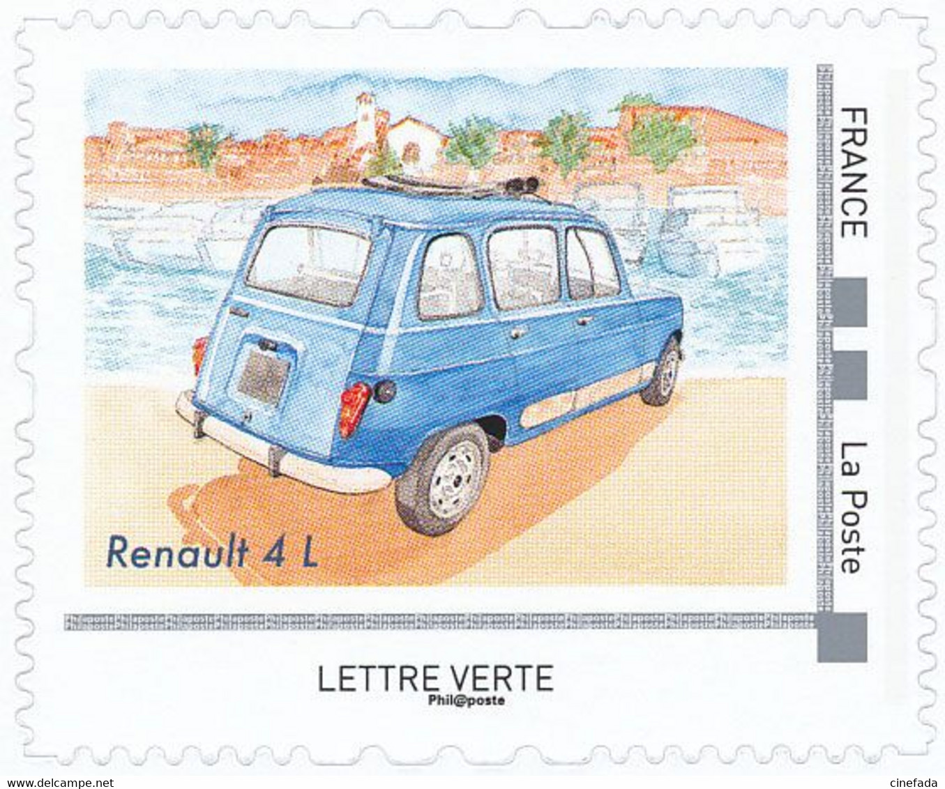 FRANCE RENAULT 4L Neuf**. Voitures Et Vacances. Clocher, Mer Bateaux.. - Coches