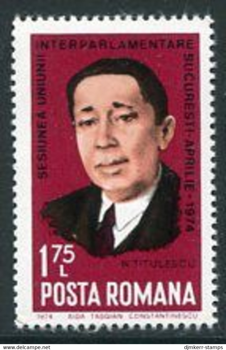 ROMANIA 1974 Interparliamentary Union MNH / **..  Michel 3188 - Unused Stamps