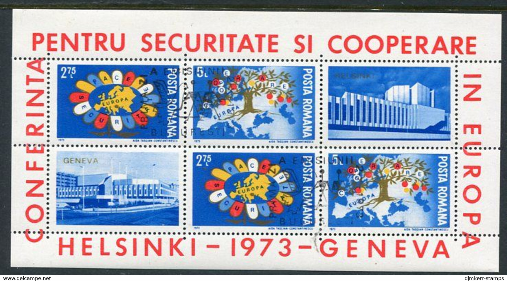 ROMANIA 1973 European Security Conference Block Used.  Michel Block 108 - Blocs-feuillets