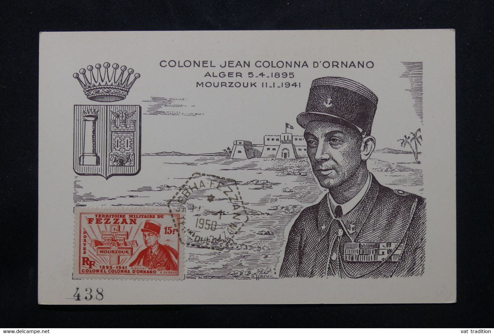 FEZZAN - Carte Maximum En 1950 - Colonel Colonna D'Ornano - L 75551 - Lettres & Documents