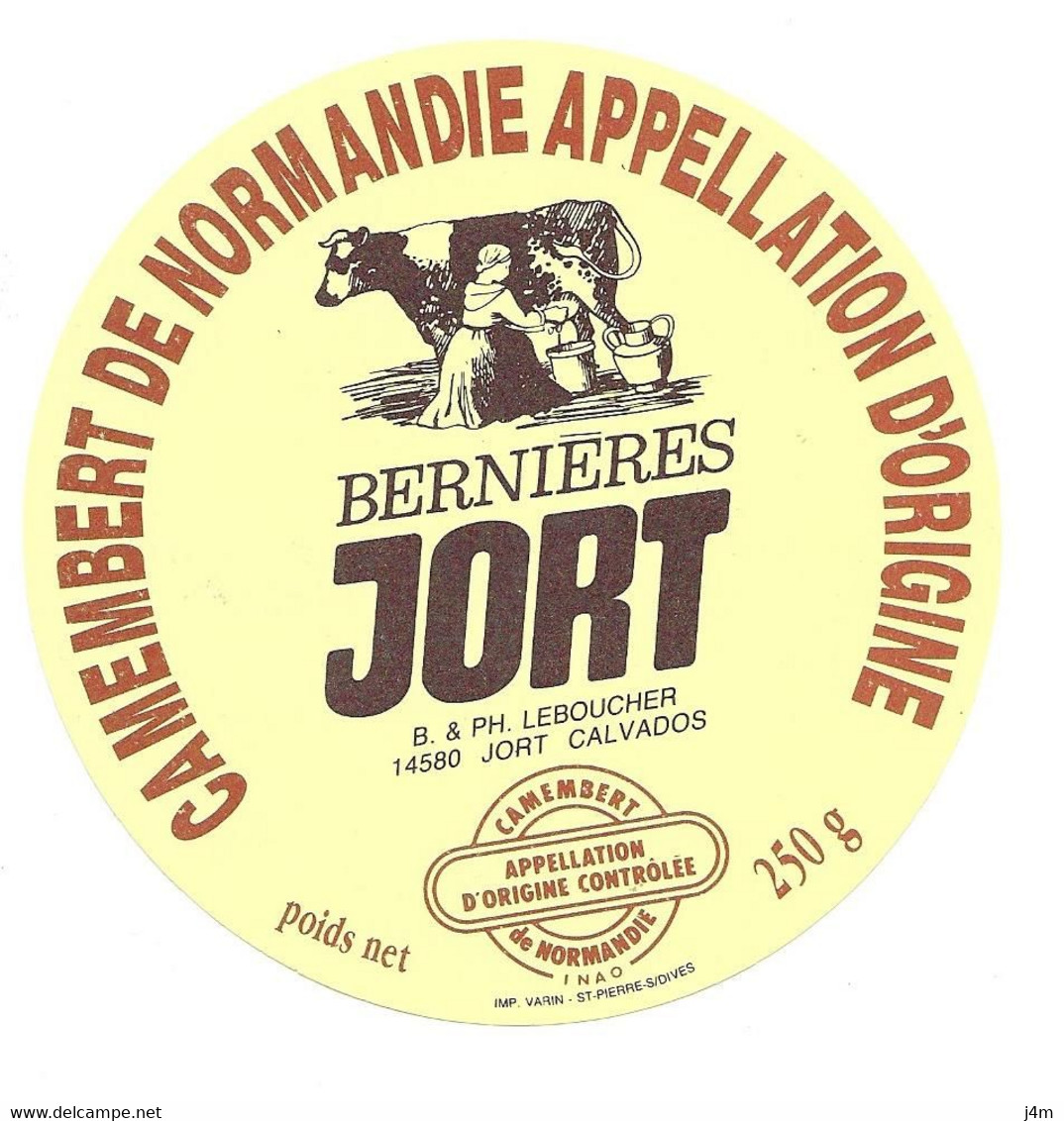 ETIQUETTE De FROMAGE.. CAMEMBERT De NORMANDIE.. Bernières JORT.. B & PH. LEBOUCHER à JORT ( Calvados 14) - Käse