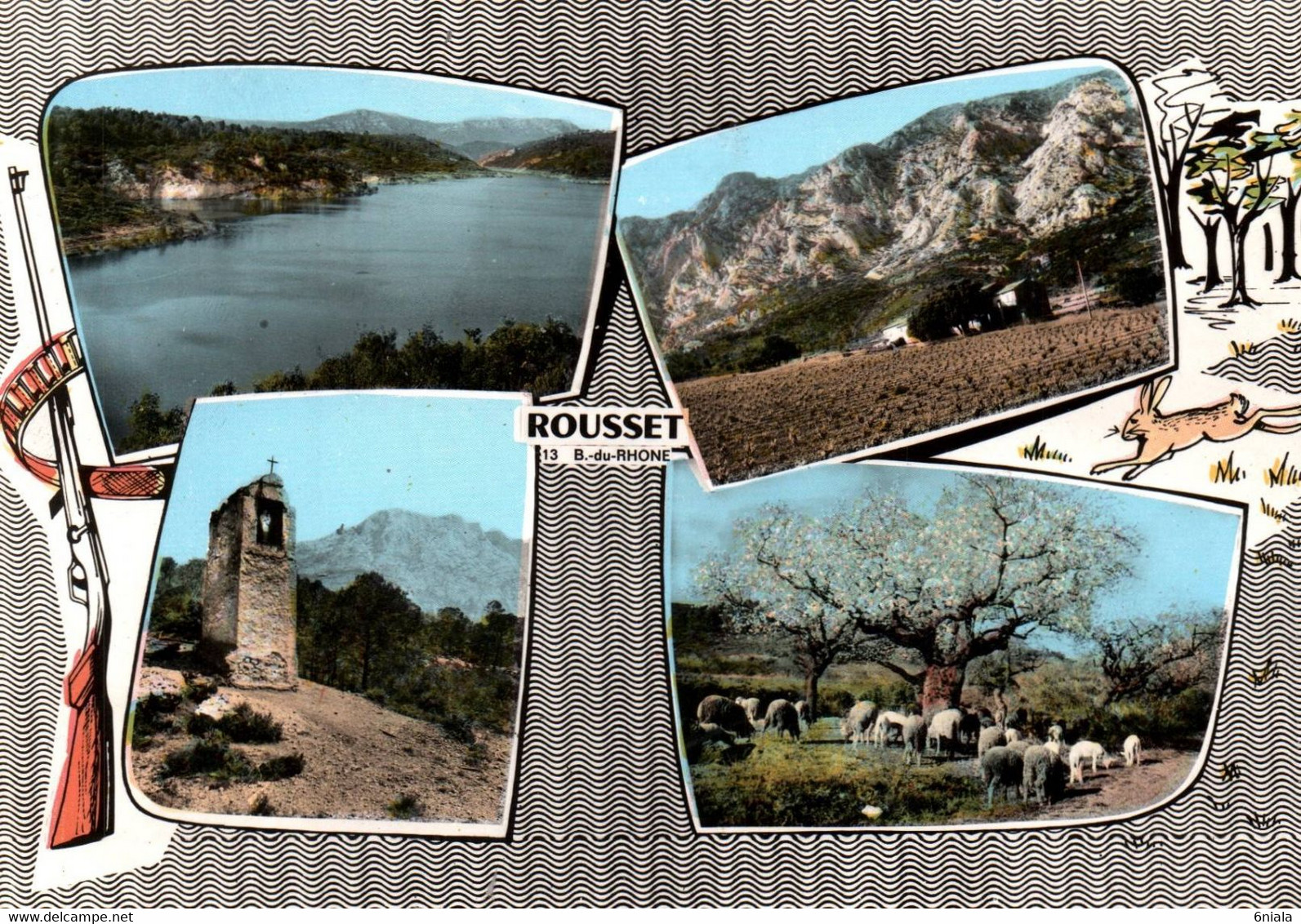 4089 Carte Postale ROUSSET  Et Ses Environs ( Chasse? Lapin, Fusil, Moutons, ) 13 Bouches Du Rhône - Rousset