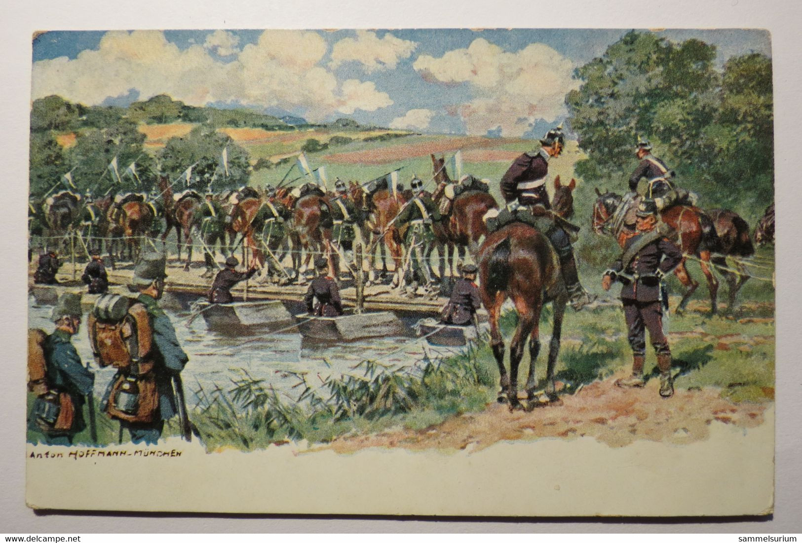 (11/11/54) Postkarte/AK "Anton Hoffmann München" Soldaten Mit Pferden Bei Der Flußüberquerung - Hoffmann, Anton - Munich