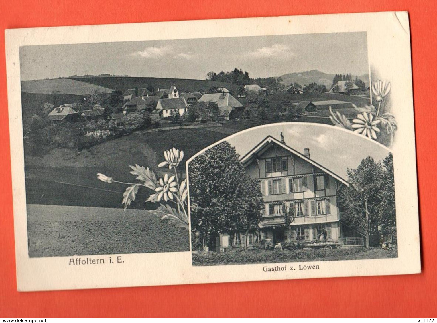 ZBR-21  Litho  Affoltern In Emmental Gasthof Z. Löwen Gelaufen, Briefmarke Fehlt. - Affoltern Im Emmental 