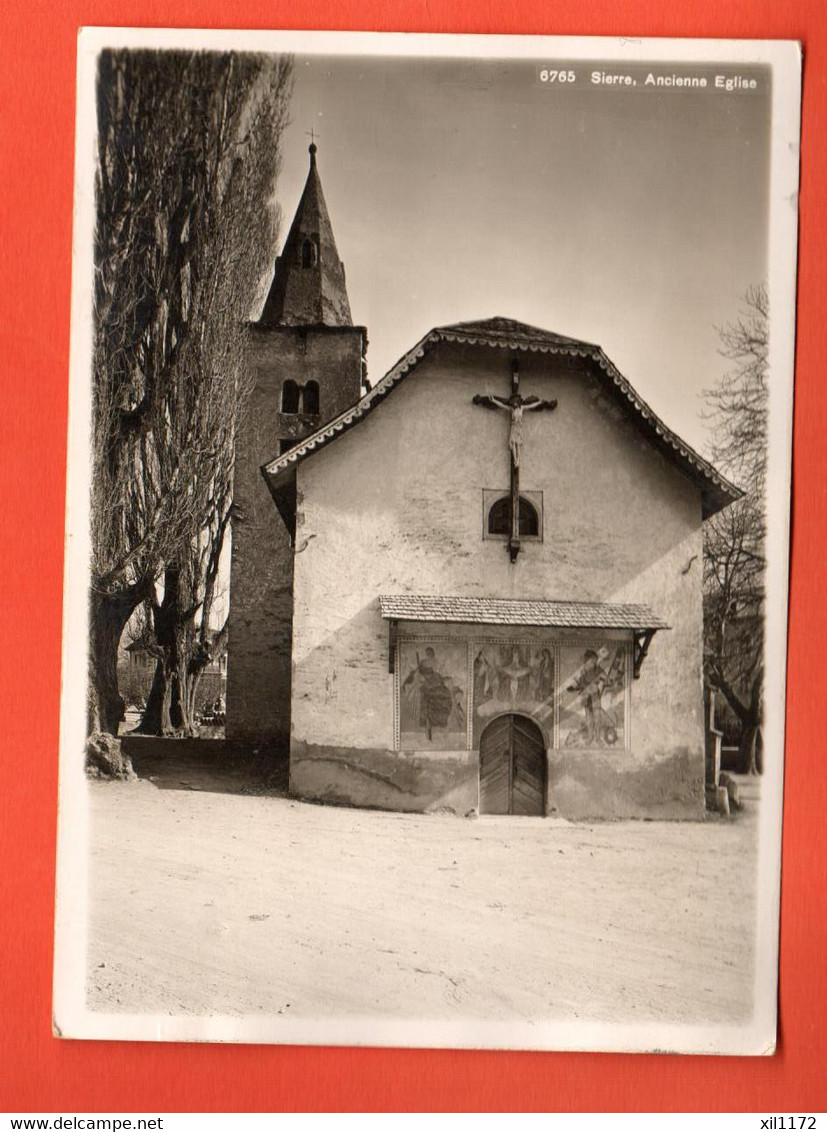 ZBR-31  Sierre Ancienne Eglise. Crucifix. Envoyée De Villa. Circulé. Schnegg  6755 Grand Format - Sierre