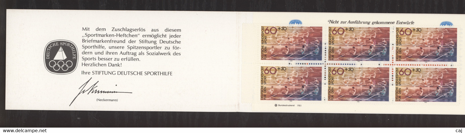 Allemagne  -  Bund  -  Carnets   :    Mi  1094   **   Le Carnet De 6  ,  Aviron - 1971-2000