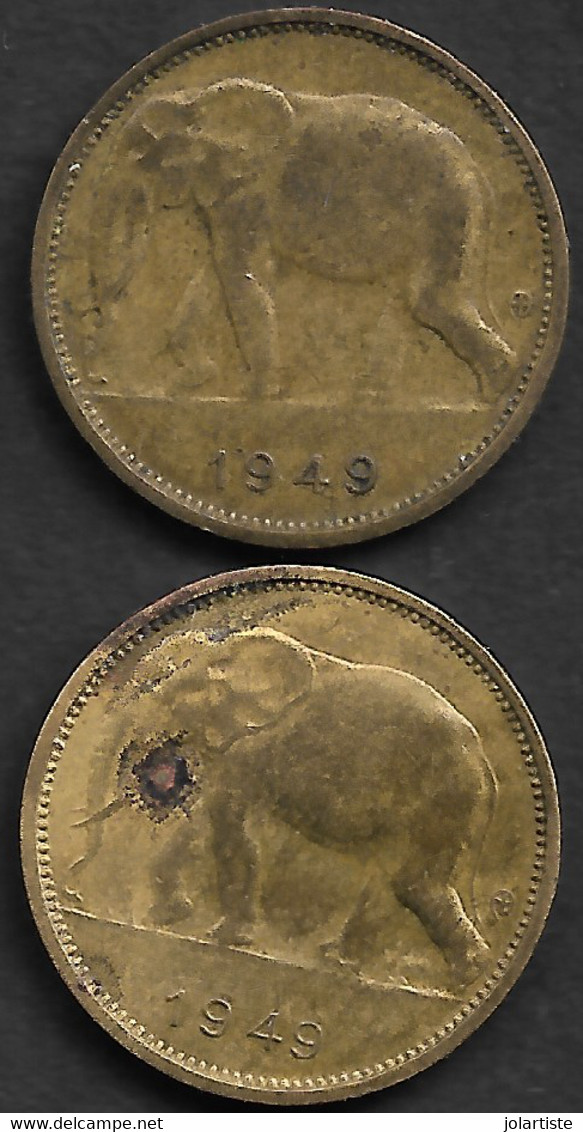 Monnaie Congo Belge 1 Franc 1949 Diametre 20 Mm 2 Pieces Plat03 - 1945-1951: Regentschap