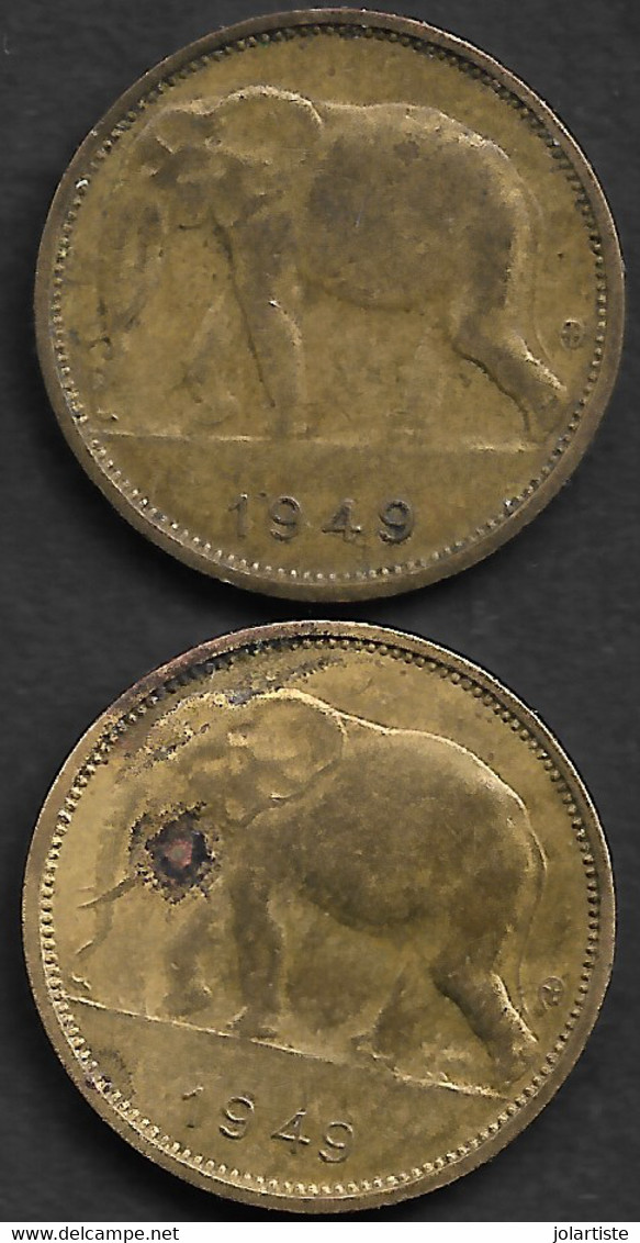 Monnaie Congo Belge 1 Franc 1949 Diametre 20 Mm 2 Pieces Plat03 - 1945-1951: Régence