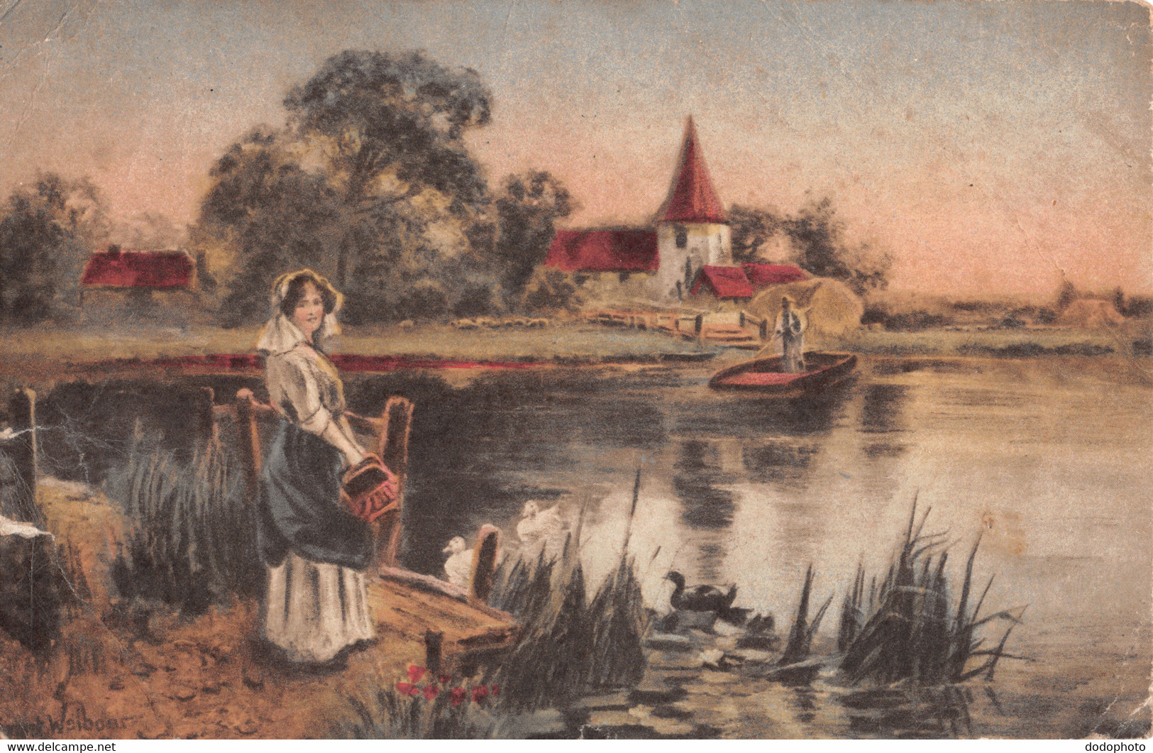 R483355 Woman By The River With A Basket In Her Hands. Inter Art. Colour Gravure Series No. 5047. 1917 - Wereld