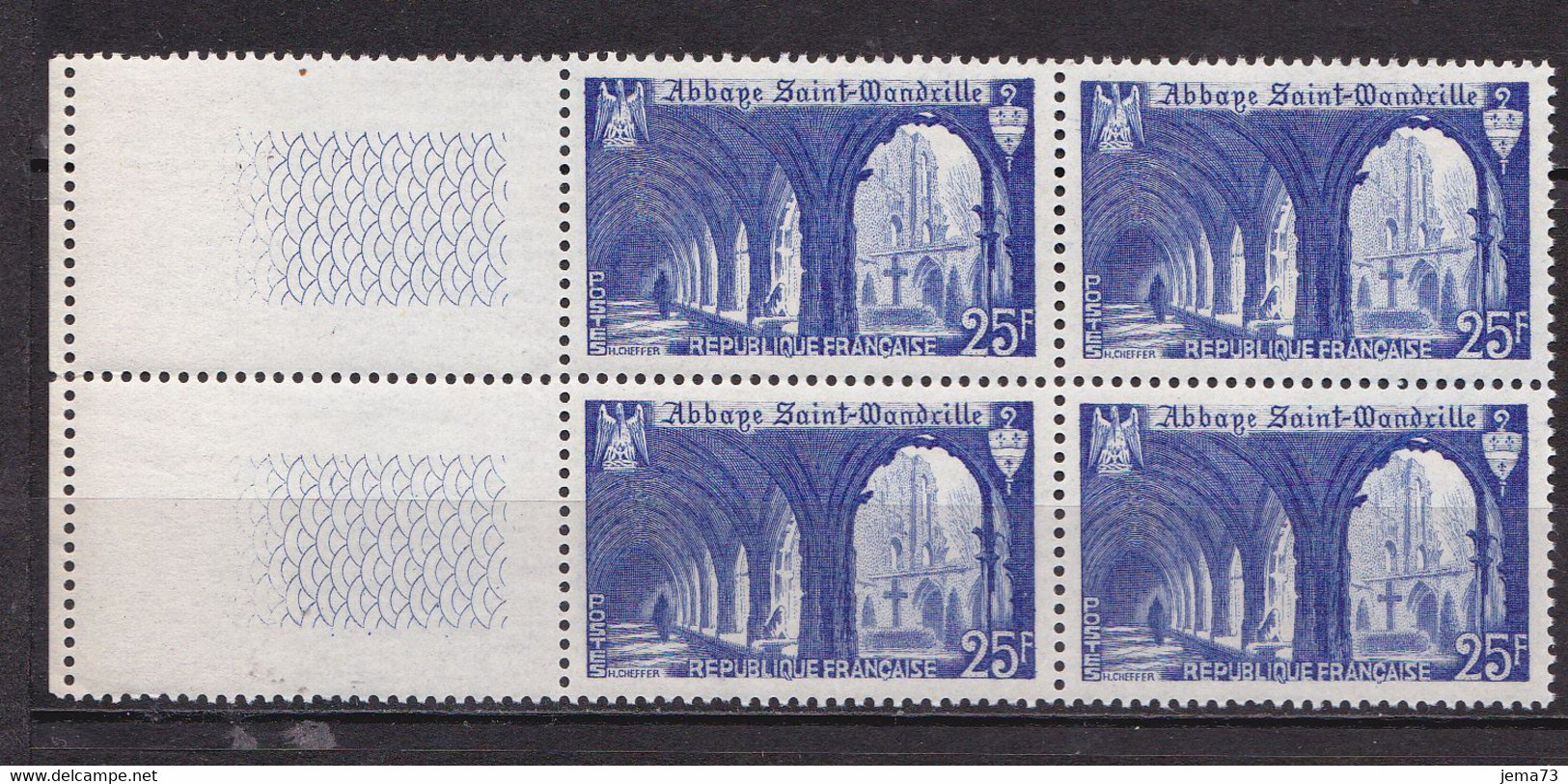 N° 842 Monuments Et Sites; Abbaye De Saint Wandrille Beau Bloc De 4 Timbres Neuf Impeccable - Nuovi