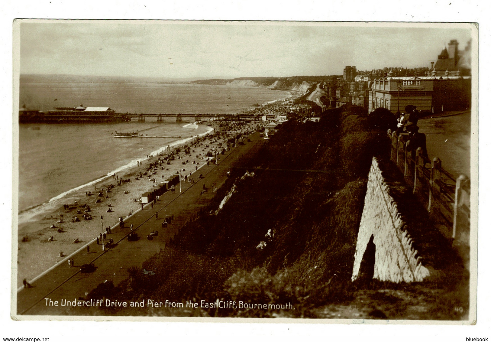 Ref 1420 - 1930 Real Photo Postcard - Undercliff Drive & Pier East Cliff Bournemouth Dorset - Bournemouth (hasta 1972)