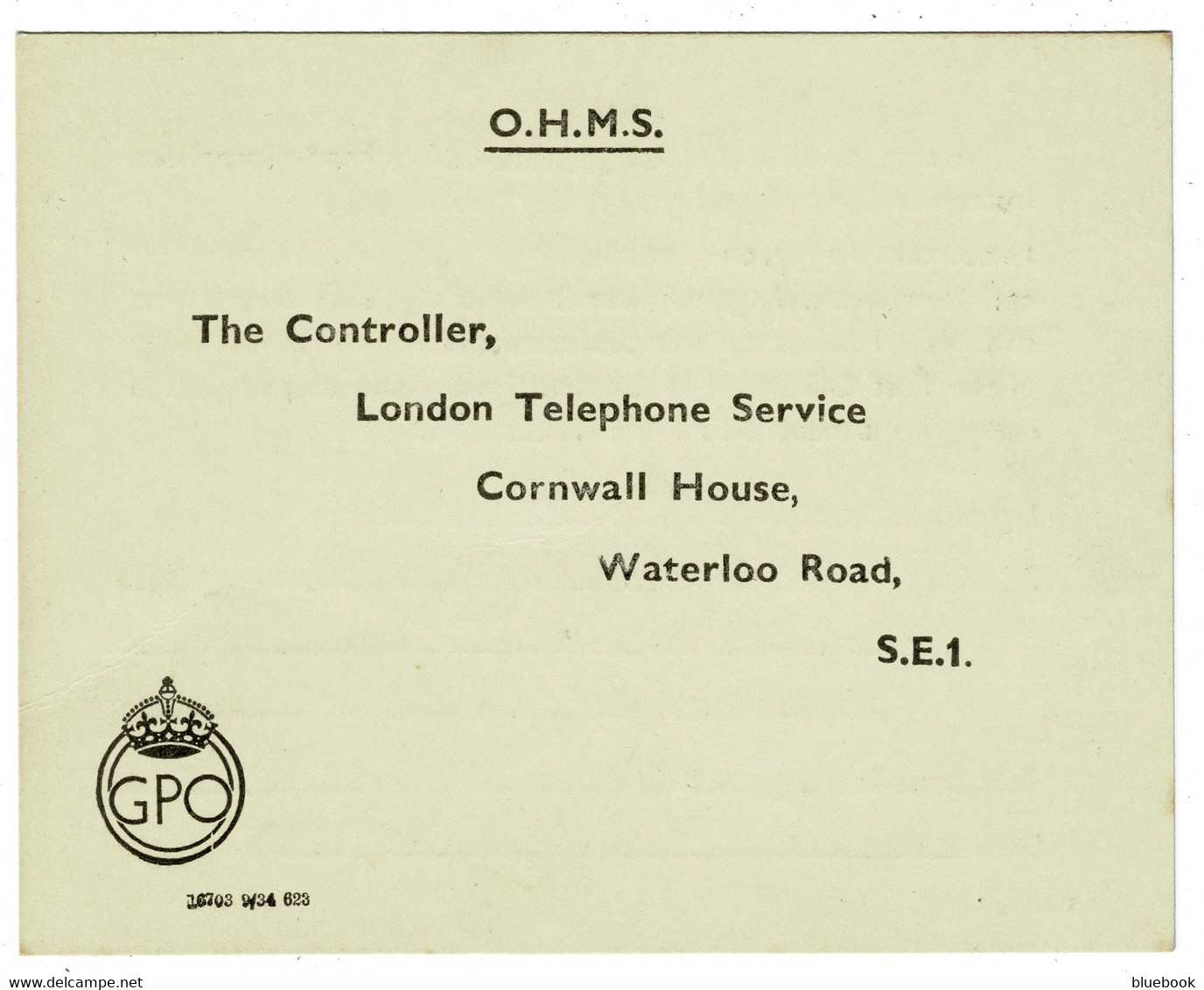 Ref 1420 -  O.H.M.S. Order Card For GPO Hand Microphone - Radio & Telephone Theme - Supplies And Equipment