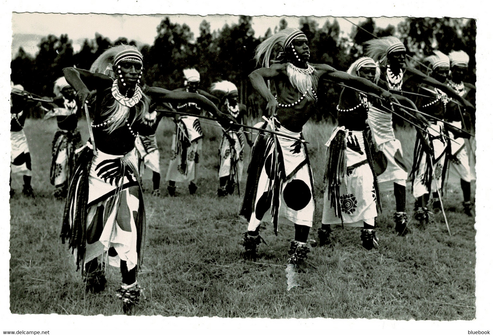 Ref 1422 - 1952 Real Photo Ethnic Postcard - Warriors - Ruanda Urundi - Ruanda-Urundi