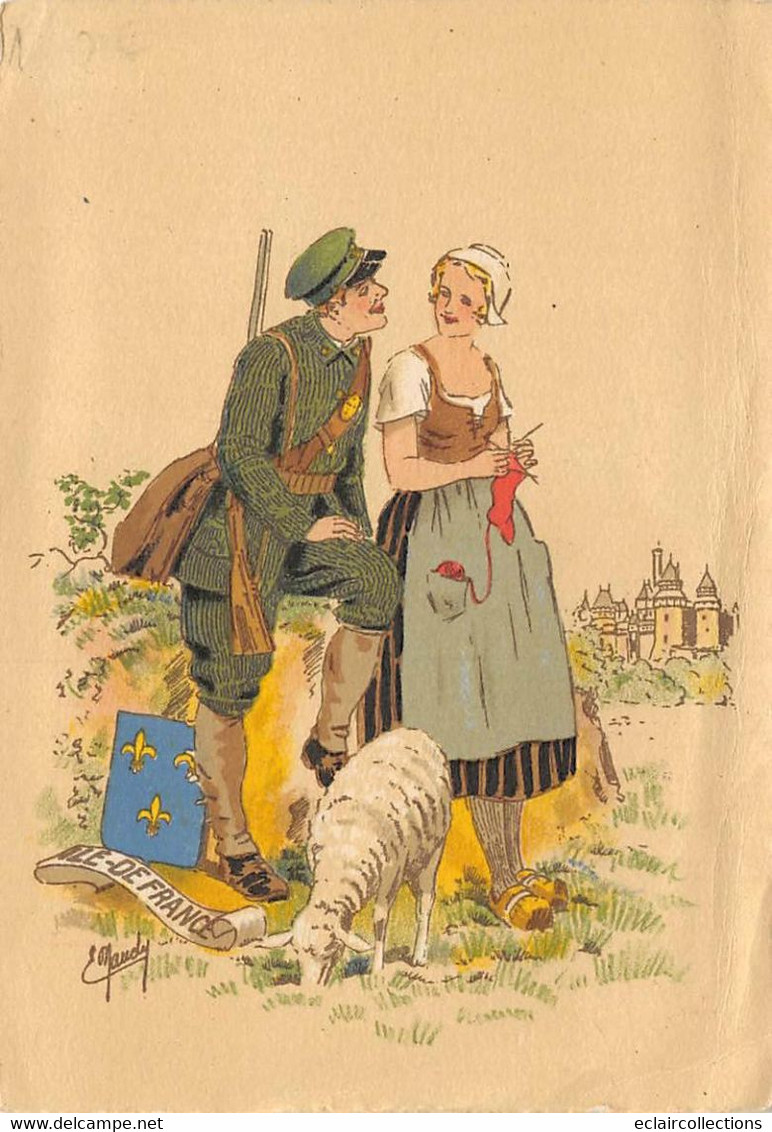 Non Localisé         60        Ile De France Barré-Dayez  1184 I .Chasseur Et Femme Tricotant  Chantilly ??  (voir Scan) - Sonstige & Ohne Zuordnung