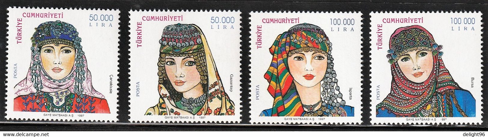 1997 Turkey Traditional Women's Headdresses Set (** / MNH / UMM) - Andere & Zonder Classificatie