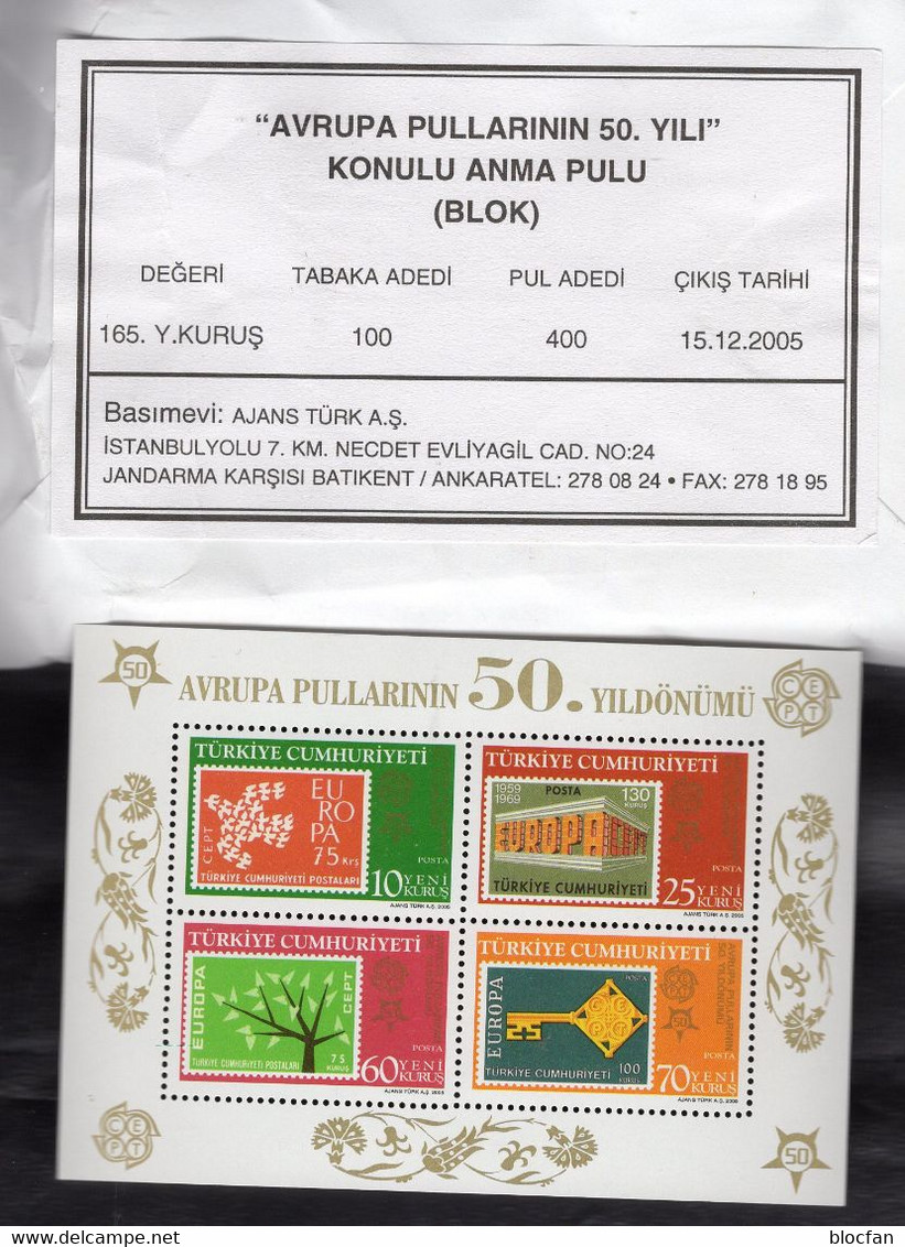 TK 50 Jahre EUROPA 2006 Turkiye 20x Bl.59A ** 200€ Aus Original-Box Blocs Stamps On Stamp Hoja Bloque Sheets M/s Bf CEPT - Collections, Lots & Series