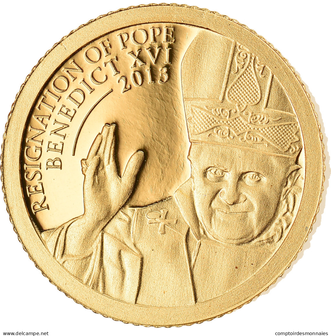 Monnaie, Îles Cook, Resignation Of Pope Benedict XVI, 1 Dollar, 2013, FDC, Or - Cook