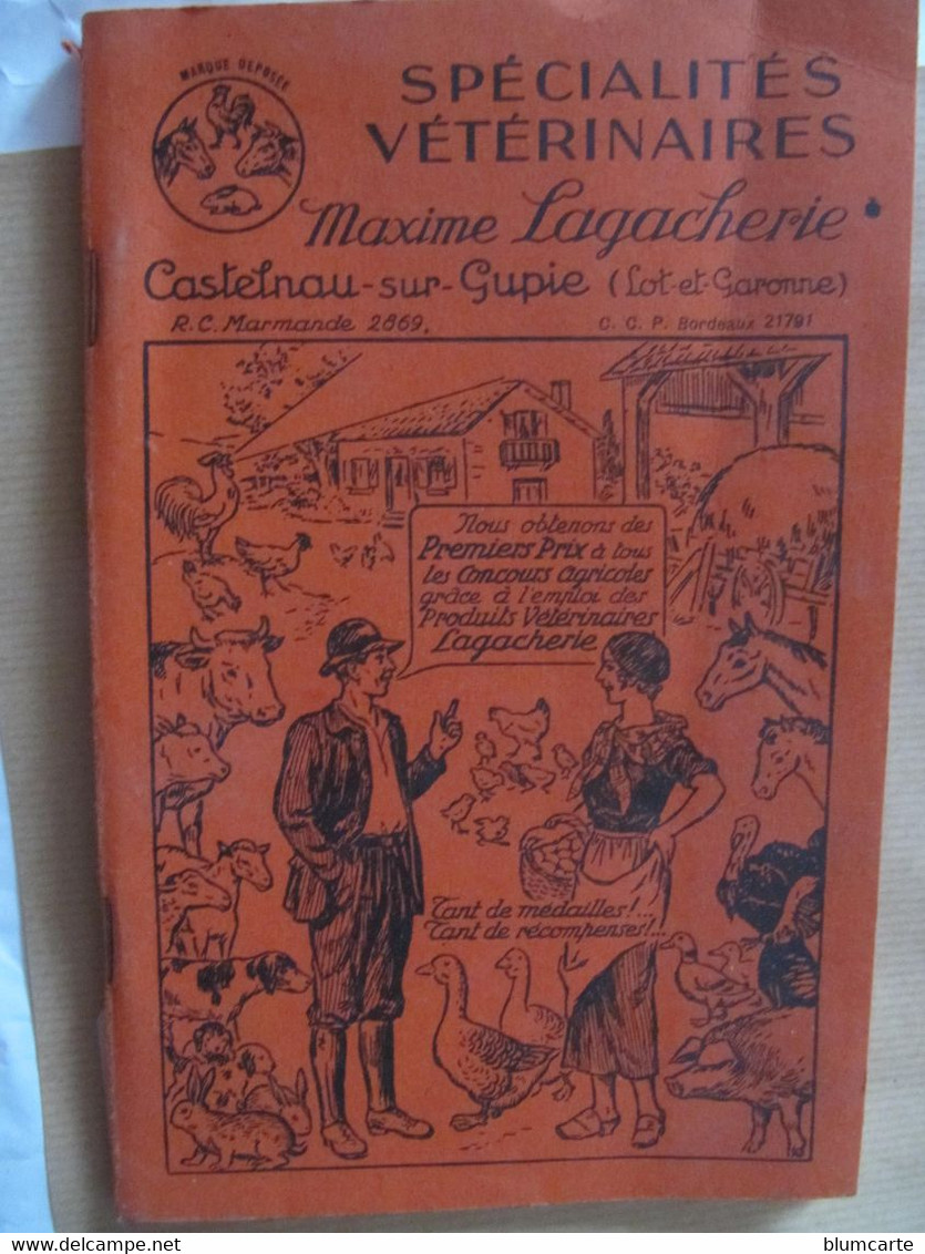 CATALOGUE  VETERINAIRE - MAXIME LAGACHERIE à CASTELNAU SUR GUPIE - EDITION 1953 - Animales