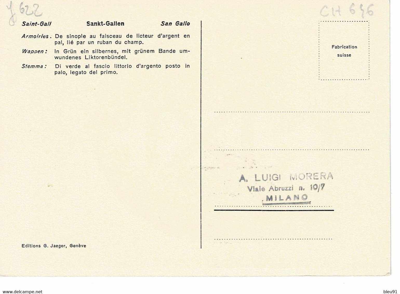 CARTE MAXIMUM ARMOIRIES ARMS WAPPEN SANKT-GALLEN 1959 - Maximumkarten (MC)