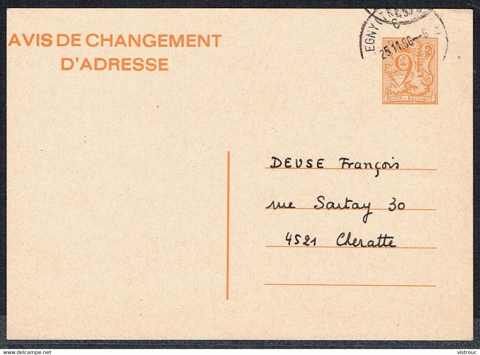 Changement D'adresse N° 26 III F (texte Français) - Circulé - Circulated - Gelaufen - 1986. - Aviso Cambio De Direccion